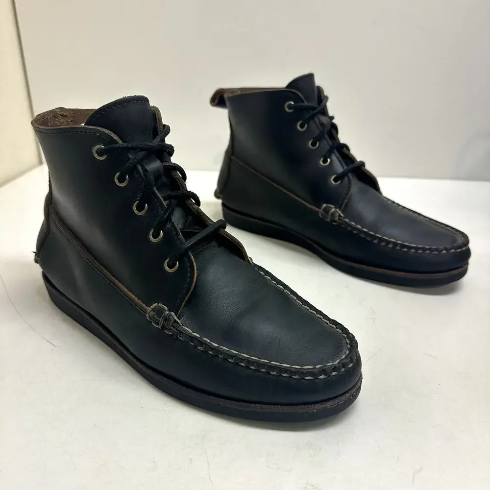 EUC Rancourt & Co x Club Monaco 5-Eyelet Mid Ranger Moc Boot Black Made in USA 7